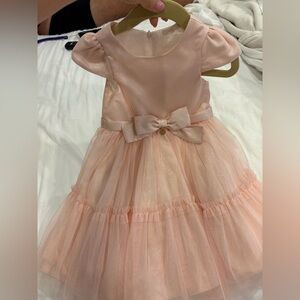 Petit Cherie Elegant Pink Tulle Dress with Bow Size 2T